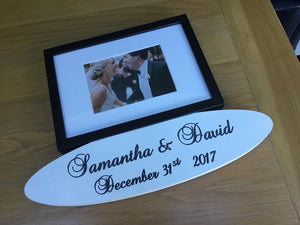 Bride and Groom frame, engraved in a baroque script font